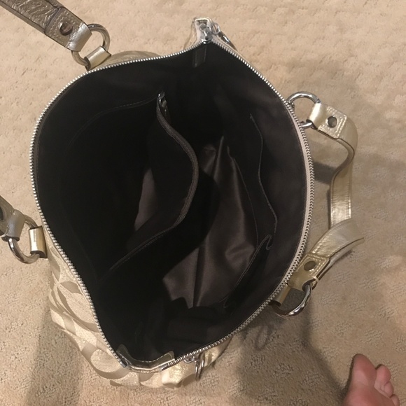 Coach Poppy Glam Canvas Tote Bag Gold - Picture 3 of 6